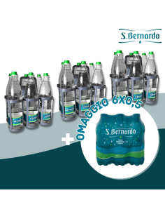 3 cestelli San Bernardo naturale in vetro da 1l + 6x0,5l naturale omaggio
